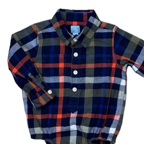 GAP Plaid Flannel Button Down Onesie Bodysuit 18-24 Months - Picture 7 of 13